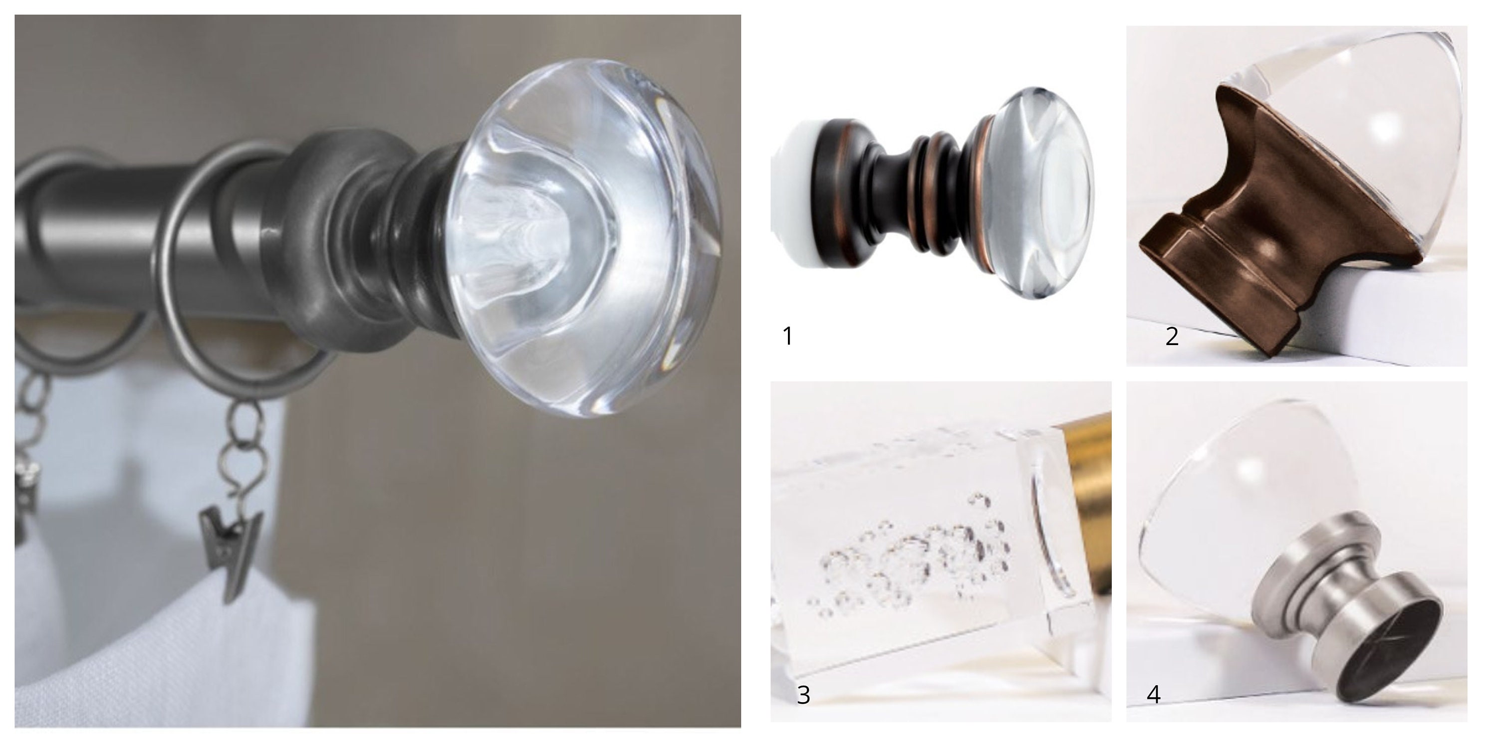 Kirsch Designer Metal Curtain Rod Finials