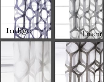 Custom Modern Arch Trellis Sheer Drapes