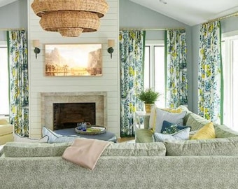Custom Designer Citrus Garden Drapes - Lined- Other colors available