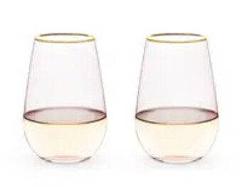 Ada Rose Stemless Wine Glasses - set of 2