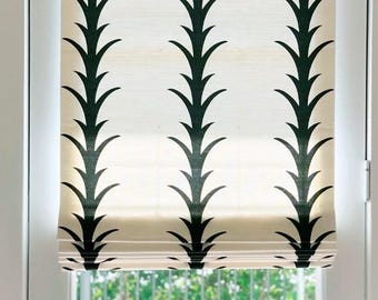Custom Designer Acanthus Cordless Roman Shade - lined