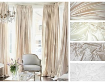 Neutral Silk Dupioni Drape with Thermal Lining - You pick the color and style