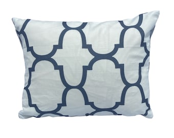 Navy and Cream Trellis Pillow Cover