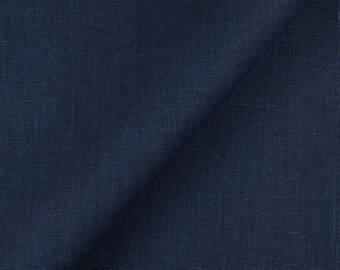 Navy 100% Linen Fabric