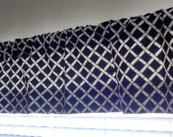 72" x 14" pole pocket black and white bamboo valance