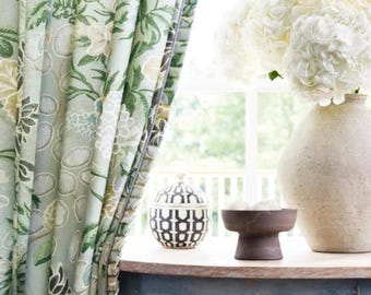 Custom Designer Thibaut Meadow Drapes - Lined- Other colors available- Free Shipping