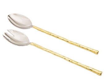 Two Piece Gold and Silver Salad Servers