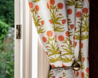 Custom Designer Block Print Mughal Drapes: You pick the fabric and style - Lined