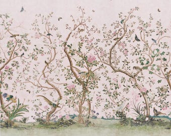 F Schumacher Les Oiseaux Wallpaper Panel Set - FREE SHIPPING (Packaged as a set) (other colors available)