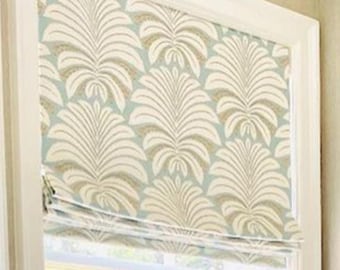 China Seas Palm Garden Custom Cordless Operable  Roman Shade - Lined