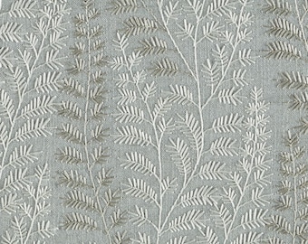 Prasana Embroidered Leaf Linen Fabric - Other Colors Available