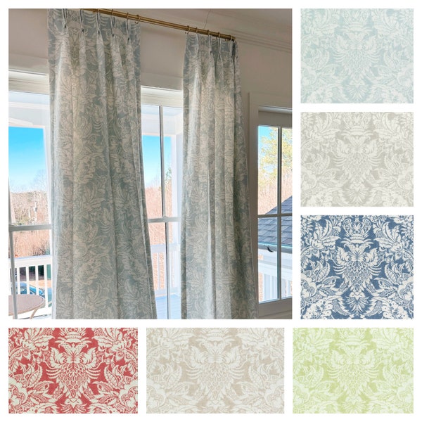 Custom Designer Chardonnet Damask Drapes You pick the fabric and style - Lined