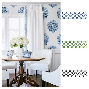 Custom Waterford Trim White Cotton Drape with Thermal Lining