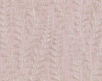 Prasana Embroidered Leaf Linen Fabric - Other Colors Available