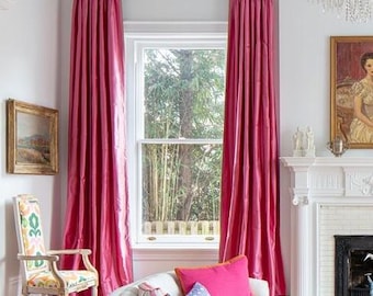 Pink Silk Dupioni Drapes- with Blackout Lining