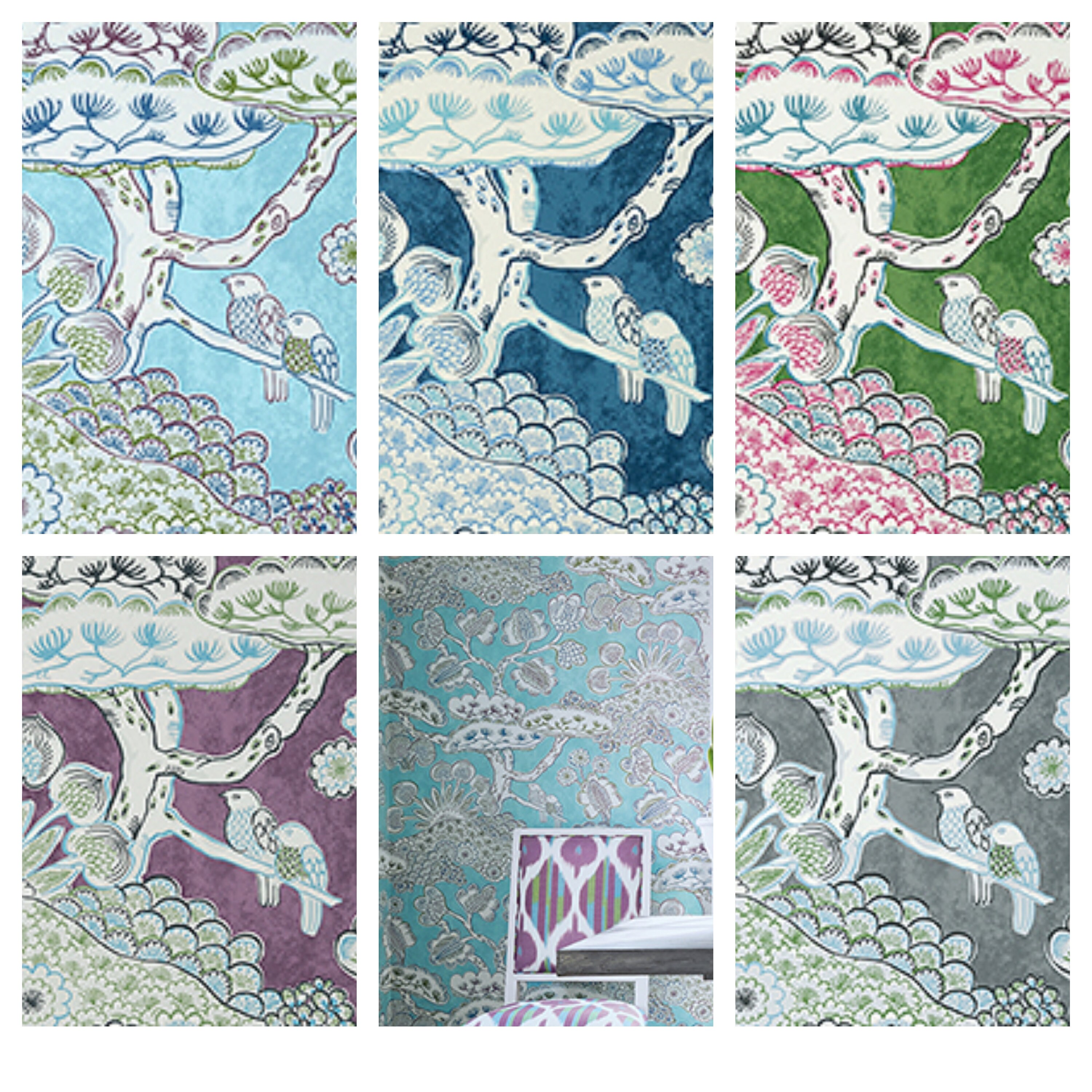 Thibaut Anna French Tree House Wallpaper (Packaged in double rolls
