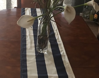 Navy and White Stripe Table Runner - Ready to ship