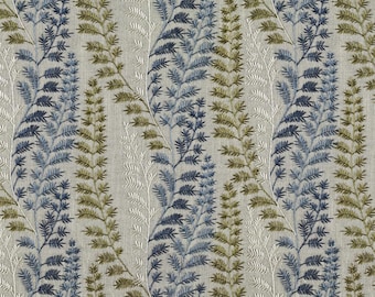 Prasana Embroidered Leaf Linen Fabric - Other Colors Available