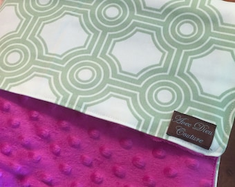 Metro Minky Large Fuschia Baby Blanket