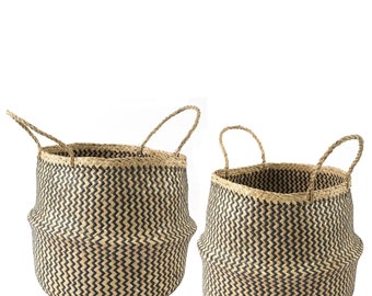 Set of 2 Handwoven Belly Baskets