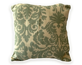 Aqua damask pillow cover - ready to ship