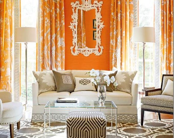 Featured listing image: Custom Designer Schumacher Chinois Panel  Drapes