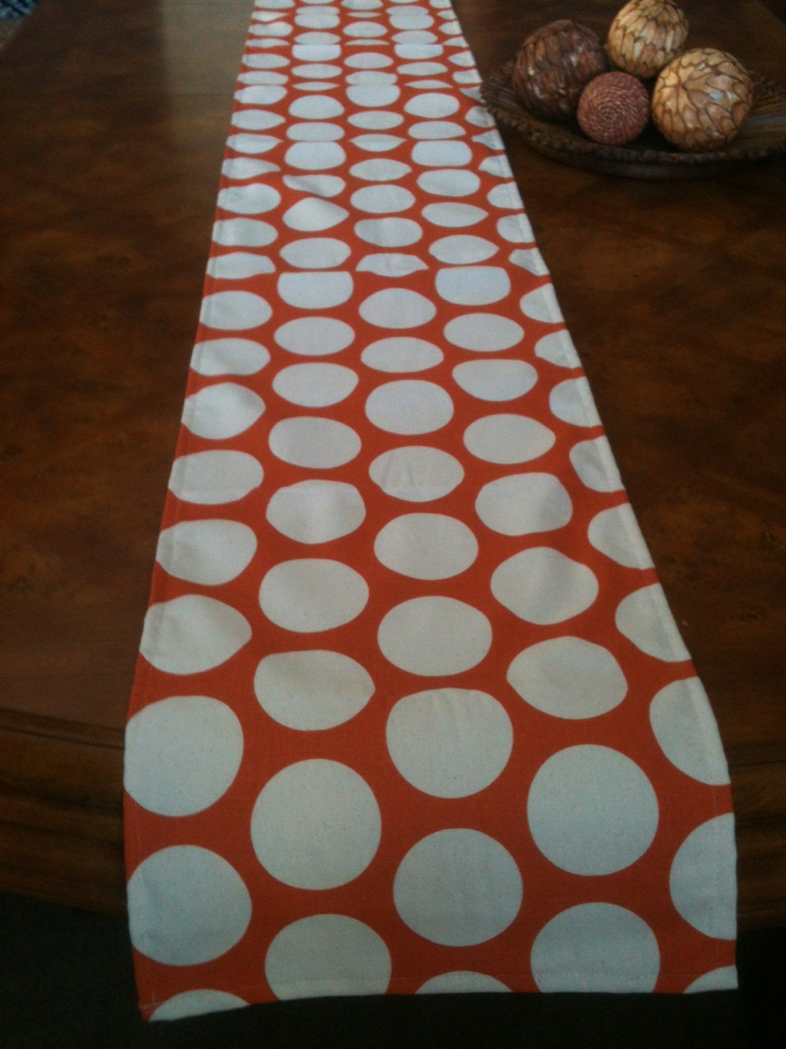 Orange Polka Dot Lined Table Runner Ready to Ship Etsy