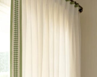 The Designer Check Border Drapes with Lining - other colors available