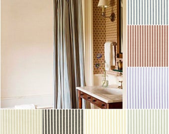 Custom Cotton Ticking Stripe Drapes - Lined