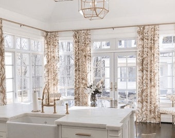 Custom Designer Brunschwig and Fils Bird and Thistle Drapes: You pick the fabric and style - Lined