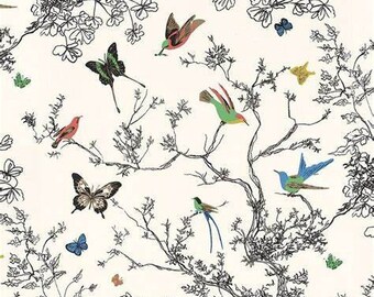F Schumacher Birds and Butterflies Wallpaper (Packaged in 10 yd rolls) (other colors available)
