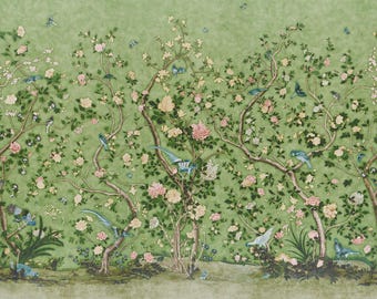 F Schumacher Les Oiseaux Wallpaper Panel Set - FREE SHIPPING (Packaged as a set) (other colors available)