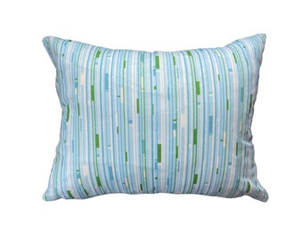 Blue/Green/White Striped Pillow Cover