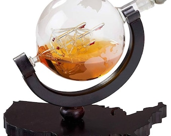 Decanter on United States Map Tray