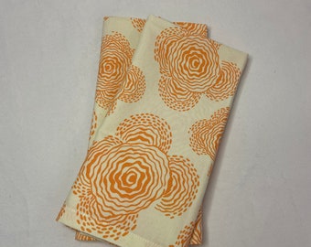 Set of 2 Yellow/Orange Floral Cotton Cloth Napkins