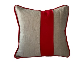 Beige and red Stripe Pillow