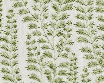 Prasana Embroidered Leaf Linen Fabric - Other Colors Available