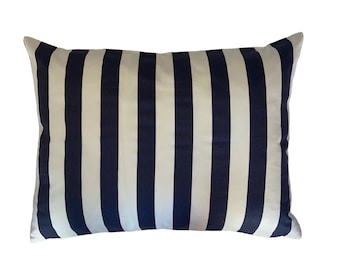 Navy and White Striped Pillow Cover