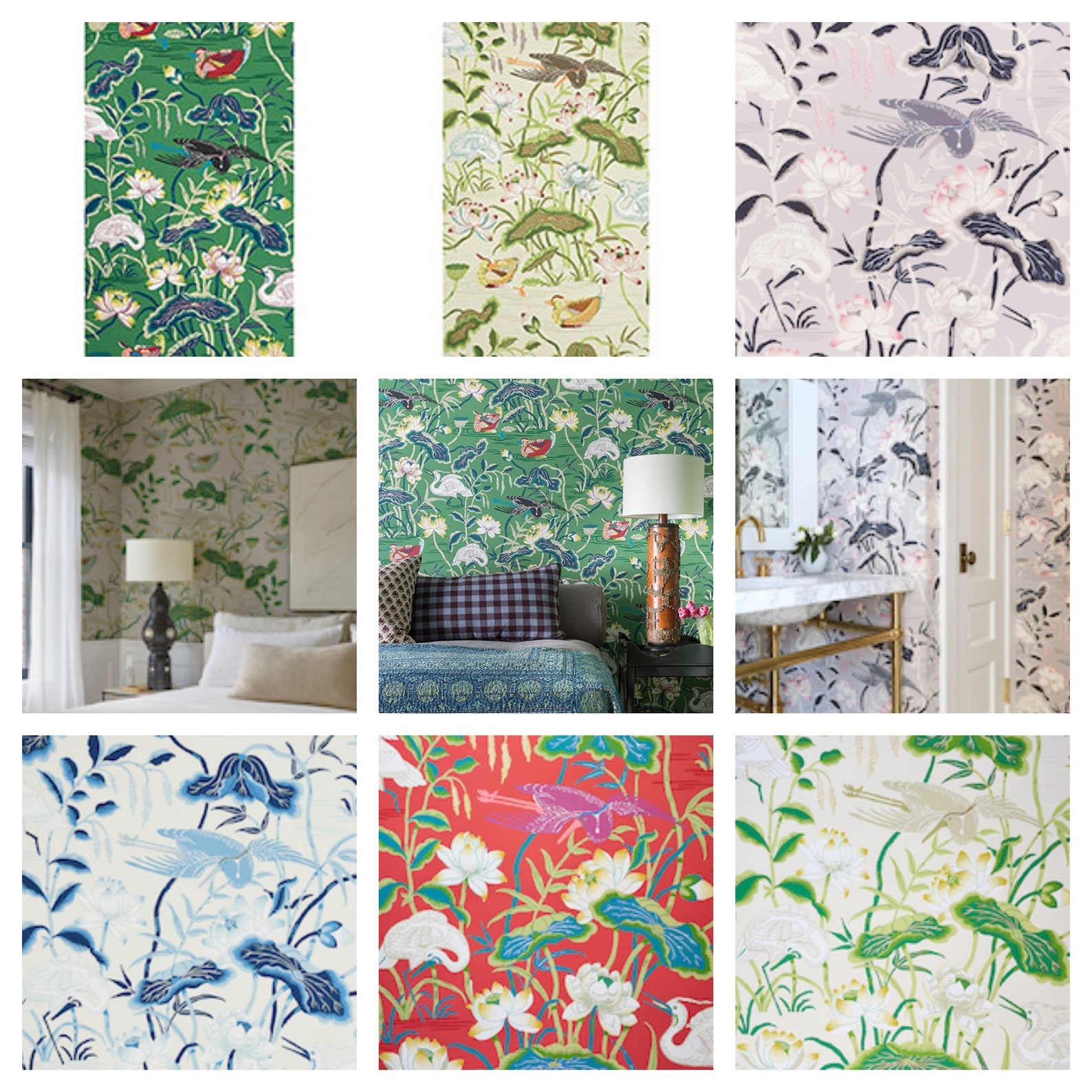 F. Schumacher Lotus Garden Wallpaper packaged in Double - Etsy