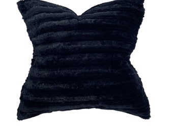 Black Fur Pillow Cover