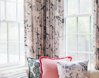 Custom Designer Lotus Garden Drapes - Lined- Other colors available