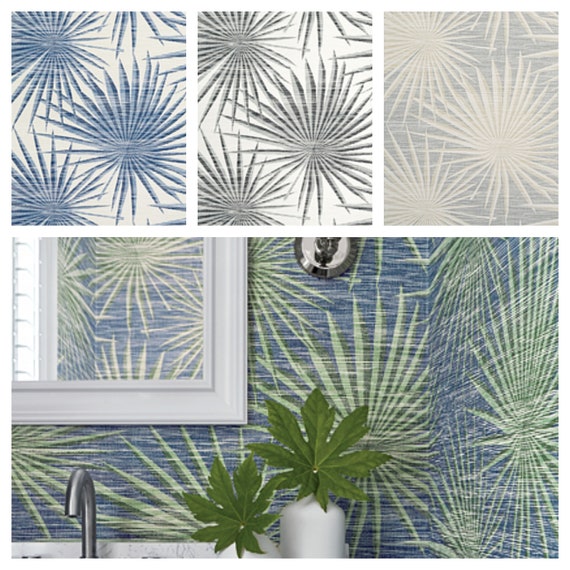 Thibaut Wallpaper Palm Frond Green and White T10142  My Fabric Connection