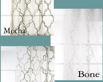 Custom Modern Fretwork Sheer Drapes