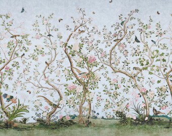 F Schumacher Les Oiseaux Wallpaper Panel Set - FREE SHIPPING (Packaged as a set) (other colors available)