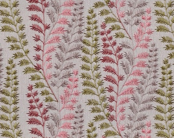 Prasana Embroidered Leaf Linen Fabric - Other Colors Available