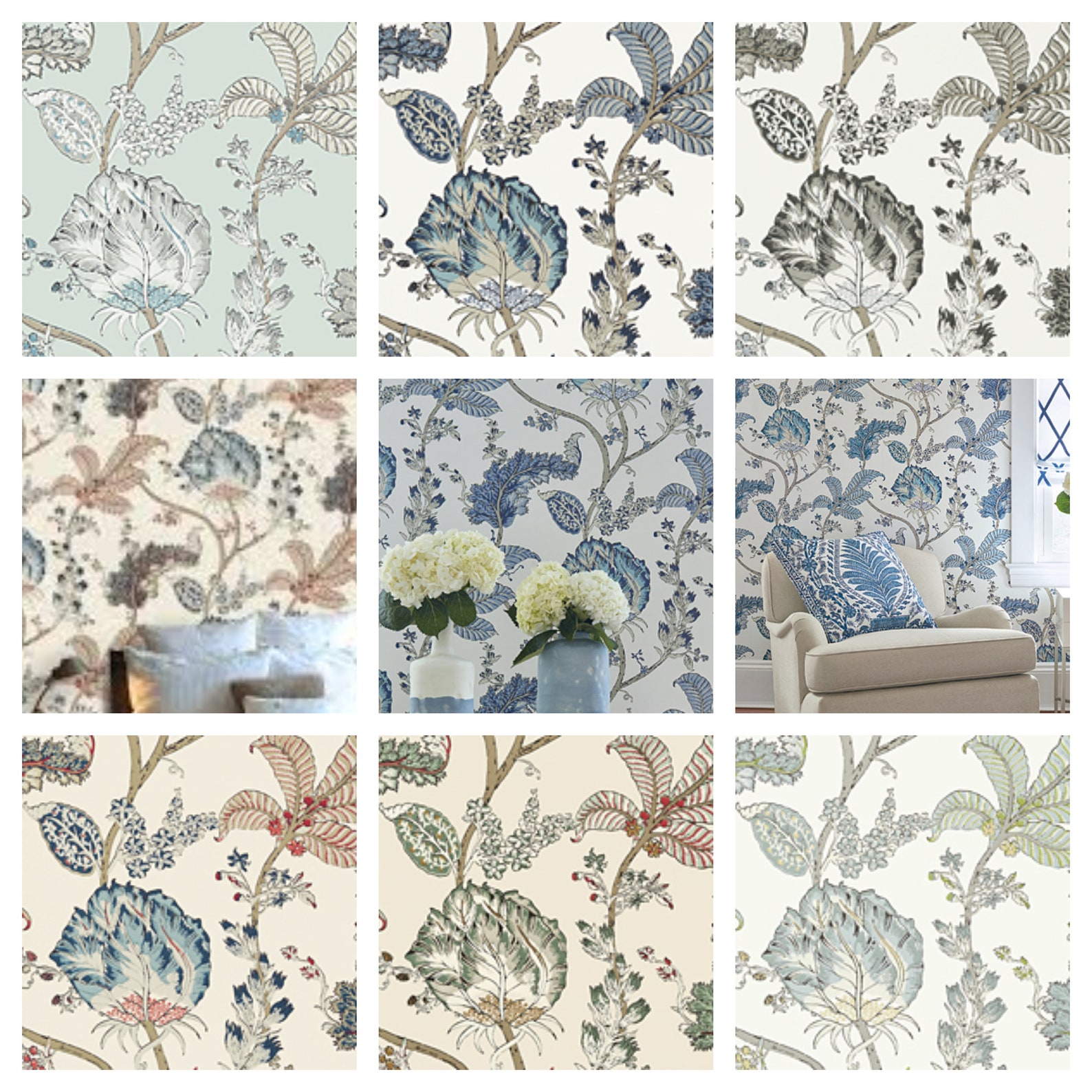 Thibaut Anna French Kalamkari Vine Wallpaper packaged in Etsy