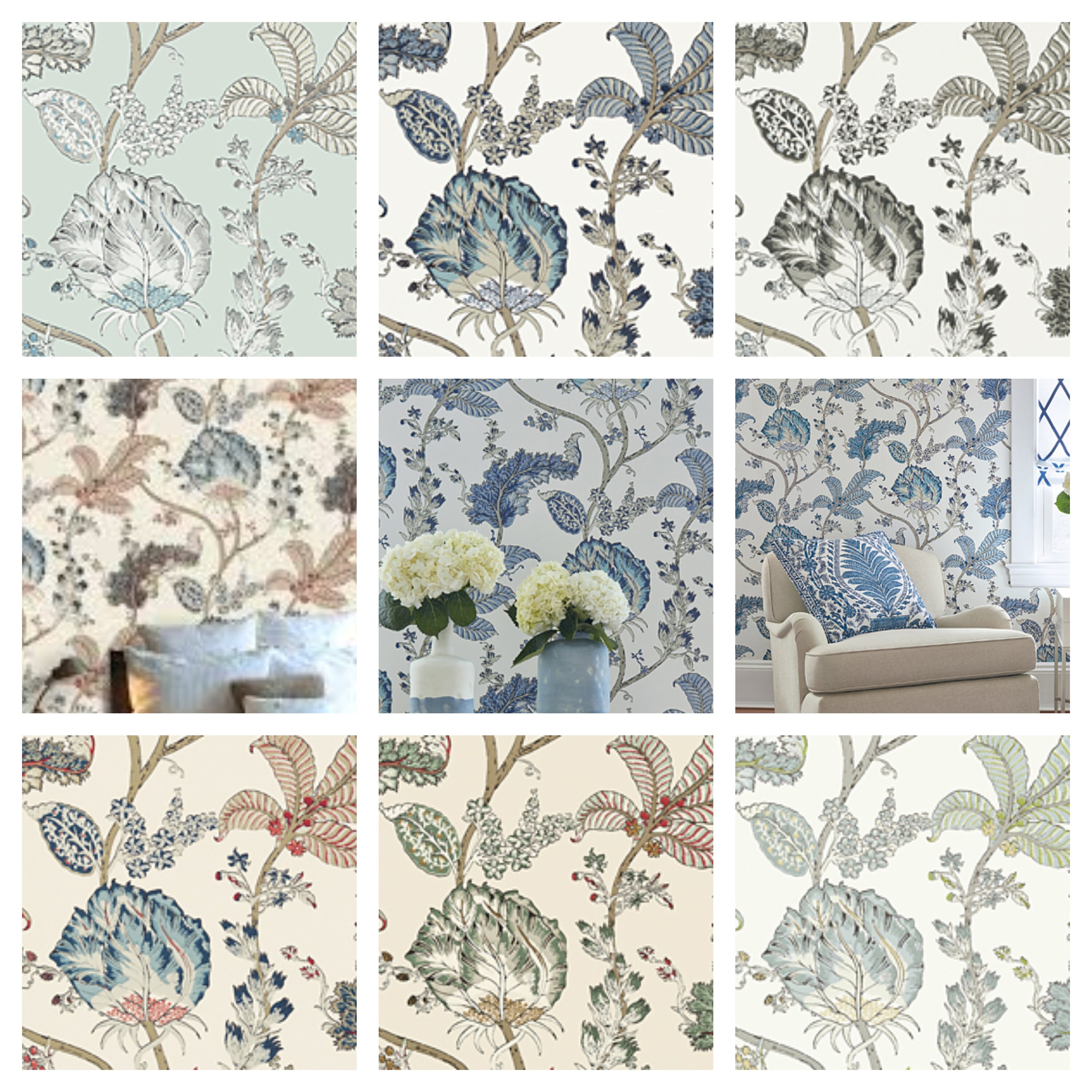 Thibaut Anna French Kalamkari Vine Wallpaper Packaged in Etsy