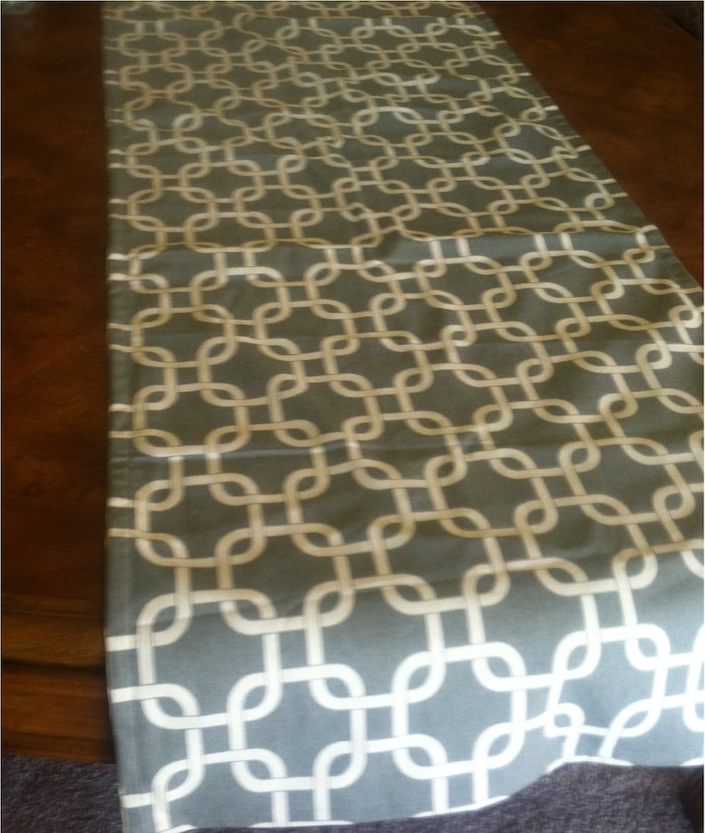 Gray and Cream Lattice Table Runner up to 88 Long Etsy