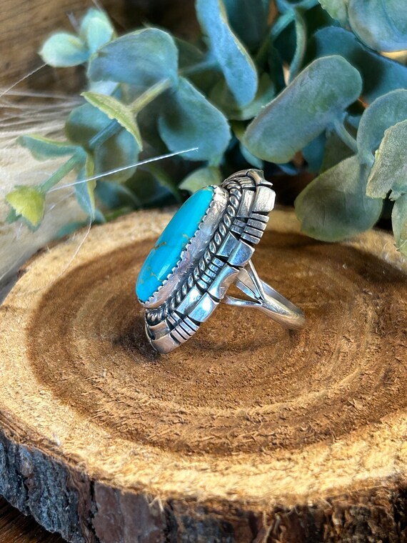 Wide Band Ring Mens Kingman Turquoise Sterling Silver Ring Masculine ...