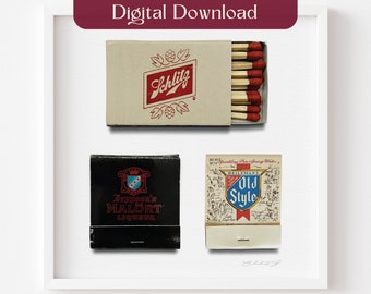Chicago Dive Bar Matchbox Fine Art Print, Chicago Matches, Vintage Matchbooks, Bar Cart Art, Realistic Match Print, Chicago Handshake Malort